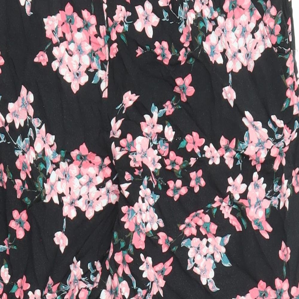 Dorothy Perkins Womens Black Floral Viscose Jogger Trousers Size 14 L24 in Regular