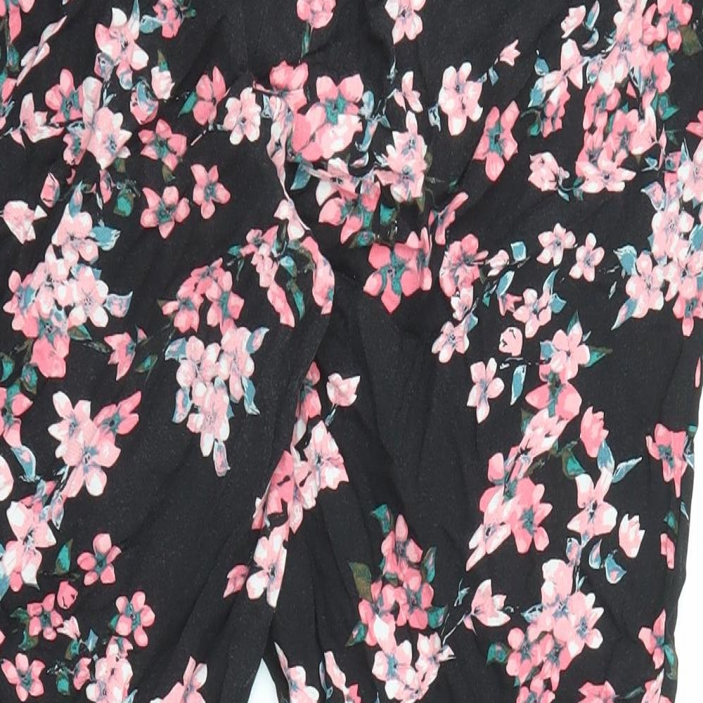 Dorothy Perkins Womens Black Floral Viscose Jogger Trousers Size 14 L24 in Regular