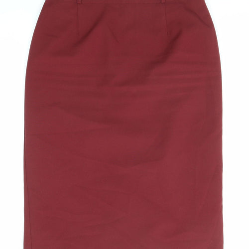 Classic Womens Red Polyester Straight & Pencil Skirt Size 12 Zip