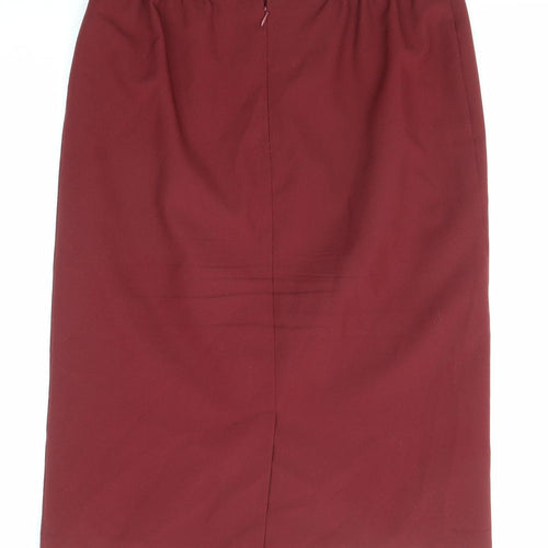 Classic Womens Red Polyester Straight & Pencil Skirt Size 12 Zip