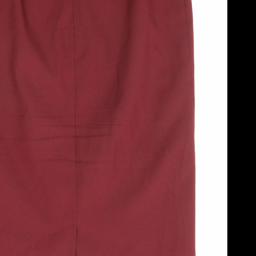 Classic Womens Red Polyester Straight & Pencil Skirt Size 12 Zip