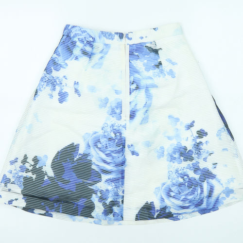 Coast Womens Blue Floral Polyester Swing Skirt Size 6 Zip