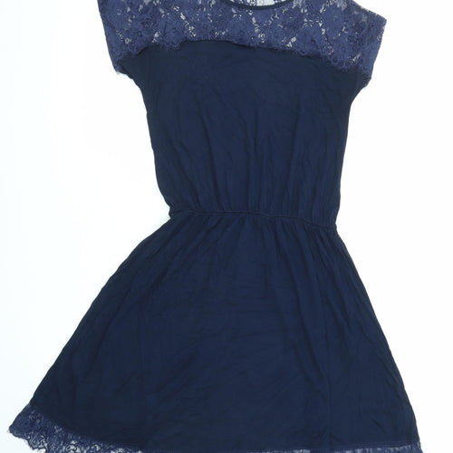NEXT Womens Blue Viscose T-Shirt Dress Size 12 Round Neck Pullover