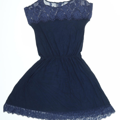 NEXT Womens Blue Viscose T-Shirt Dress Size 12 Round Neck Pullover