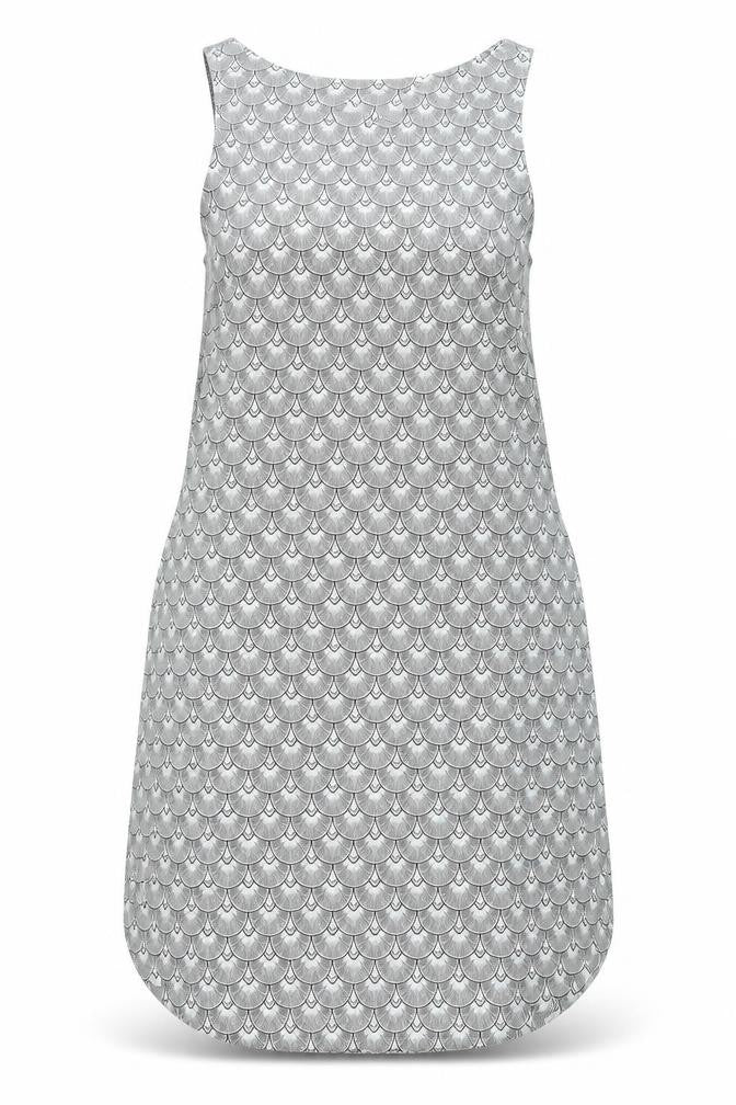 Front view of H&M women’s black geometric polyester sheath, size UK 8, roll neck pullover