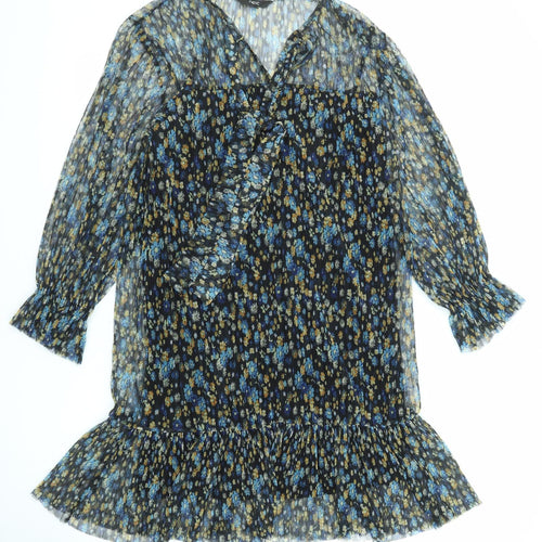 NEXT Womens Multicoloured Floral Polyester Kaftan Size 8 V-Neck Pullover