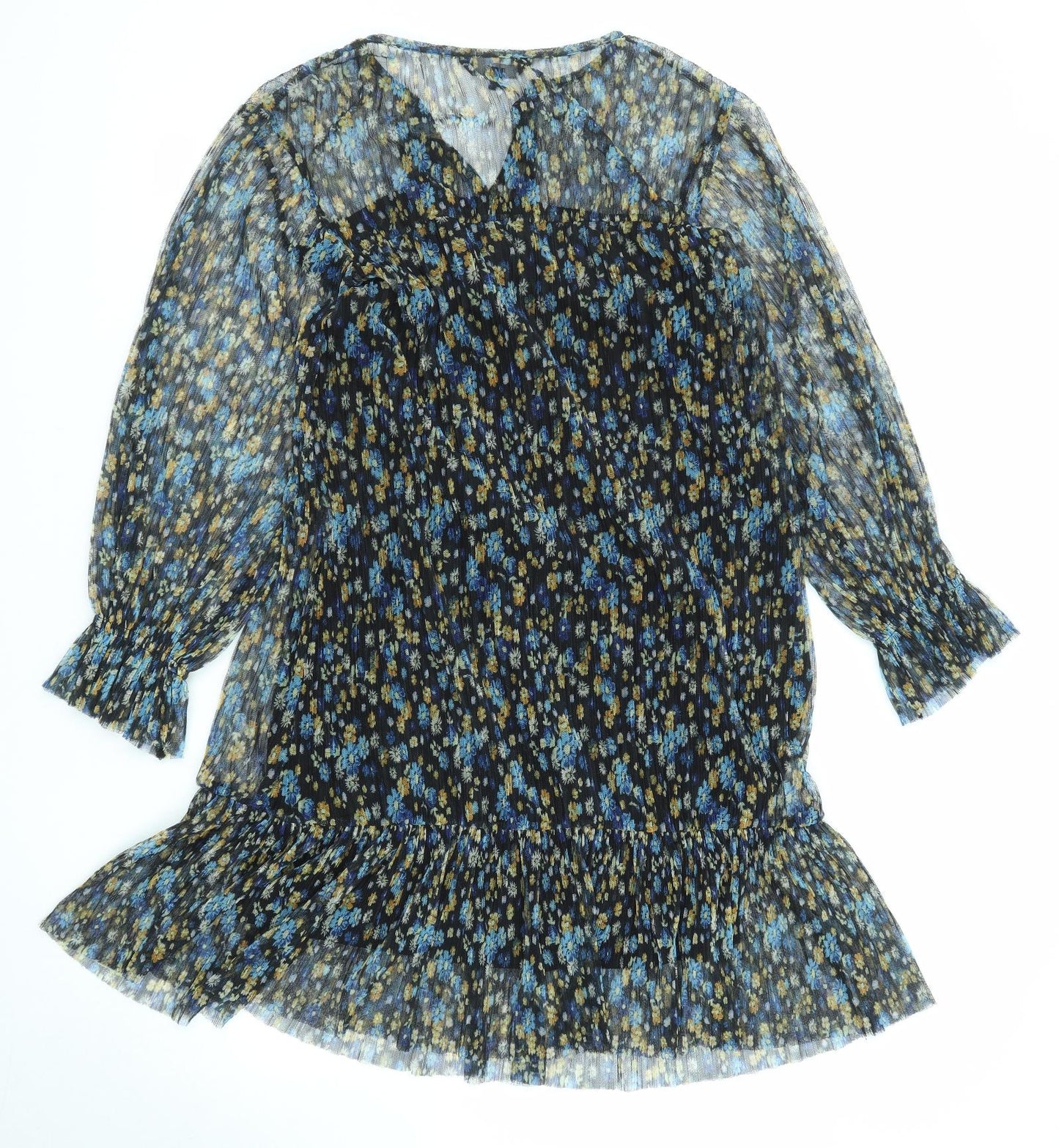 NEXT Womens Multicoloured Floral Polyester Kaftan Size 8 V-Neck Pullover