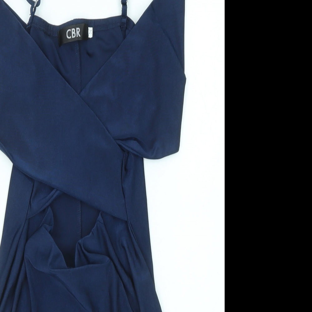 CBR Womens Blue Polyester Mini Size S V-Neck Pullover