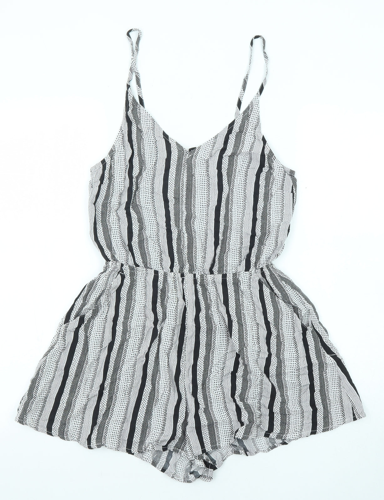 Divided by H&M Womens Black Striped Viscose Playsuit One-Piece Size 12 Pullover