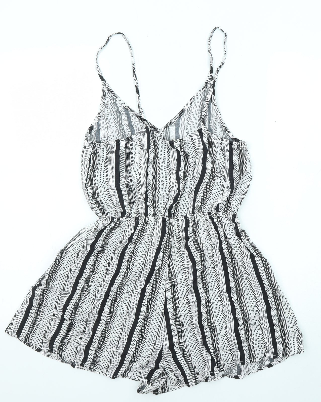 Divided by H&M Womens Black Striped Viscose Playsuit One-Piece Size 12 Pullover