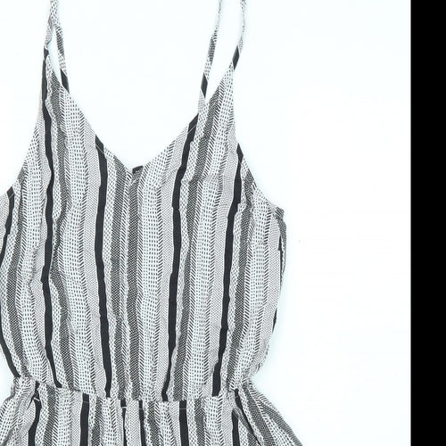 Divided by H&M Womens Black Striped Viscose Playsuit One-Piece Size 12 Pullover