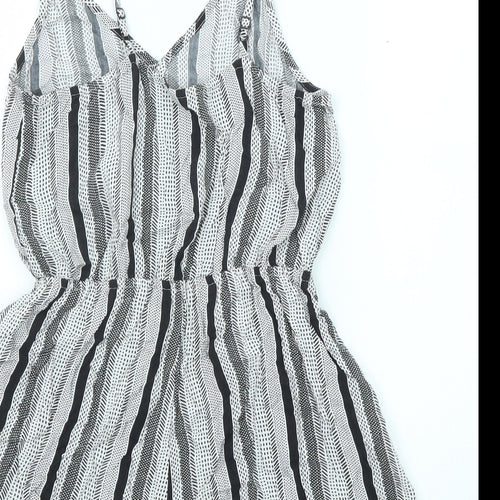Divided by H&M Womens Black Striped Viscose Playsuit One-Piece Size 12 Pullover