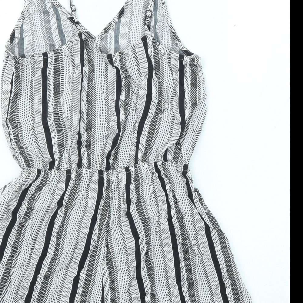 Divided by H&M Womens Black Striped Viscose Playsuit One-Piece Size 12 Pullover