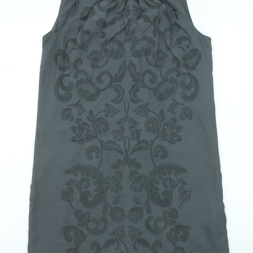 H&M Womens Grey Geometric Polyester Shift Size 6 Round Neck Zip