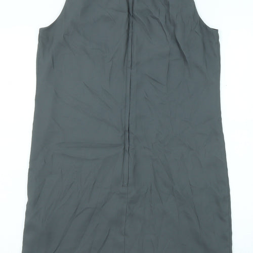 H&M Womens Grey Geometric Polyester Shift Size 6 Round Neck Zip