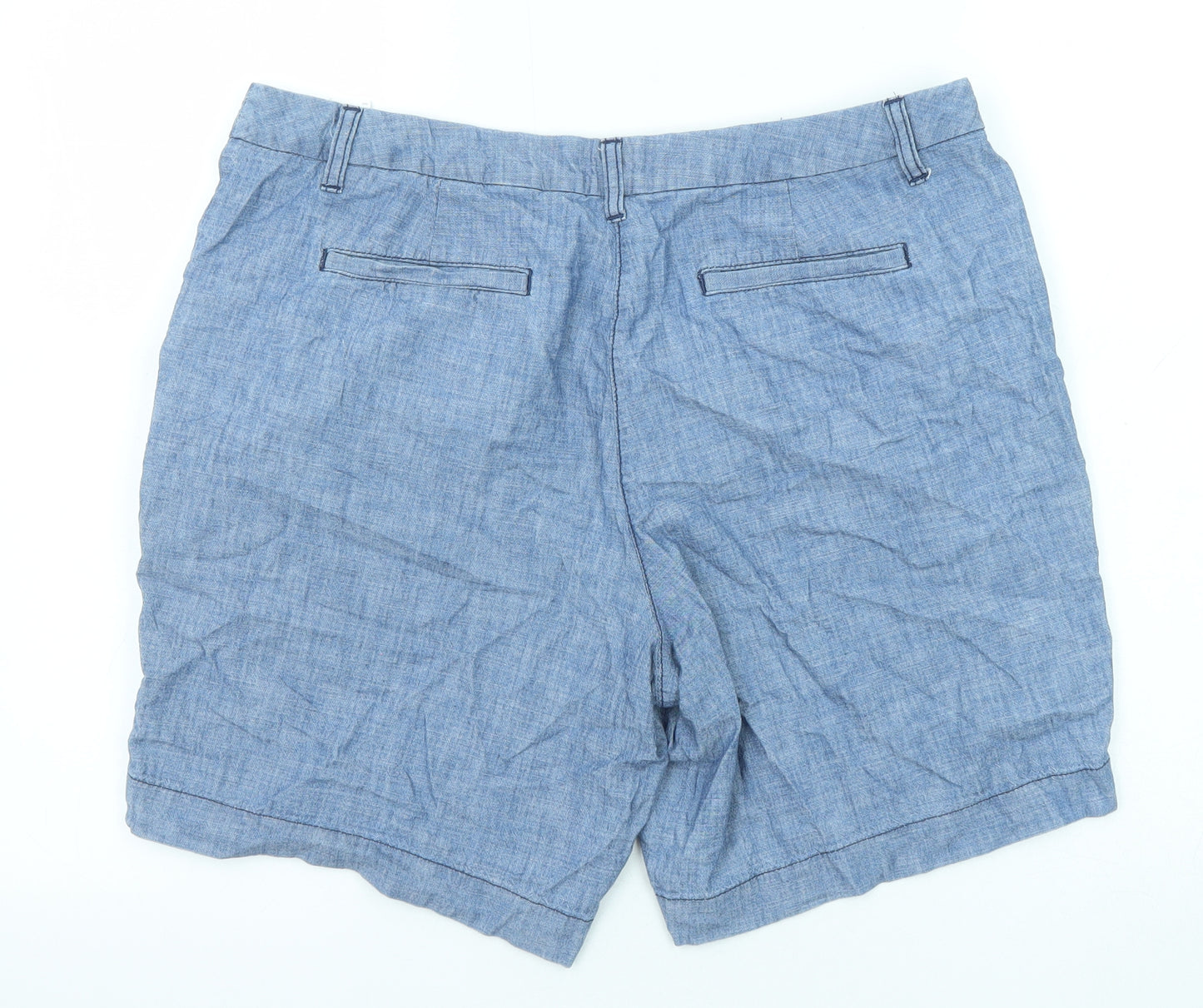 Marks and Spencer Womens Blue Cotton Basic Shorts Size 16 L8 in Regular Zip