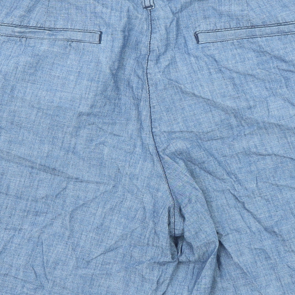 Marks and Spencer Womens Blue Cotton Basic Shorts Size 16 L8 in Regular Zip