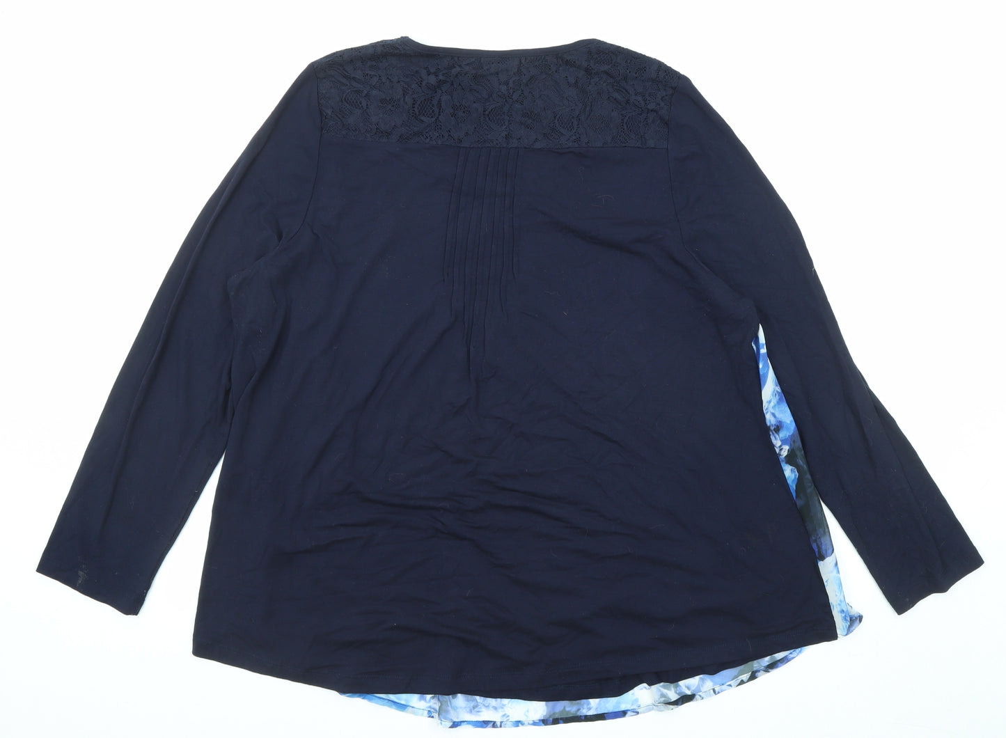 Together Womens Blue Geometric Polyester Basic Blouse Size XL Boat Neck