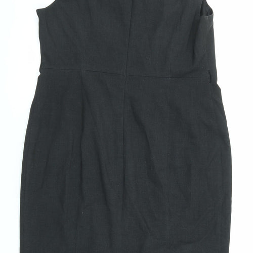 Marks and Spencer Womens Black Polyester Shift Size 8 Round Neck Zip