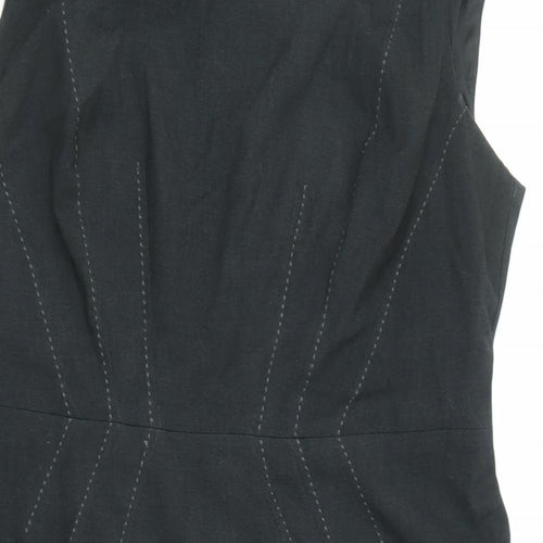Marks and Spencer Womens Black Polyester Shift Size 8 Round Neck Zip