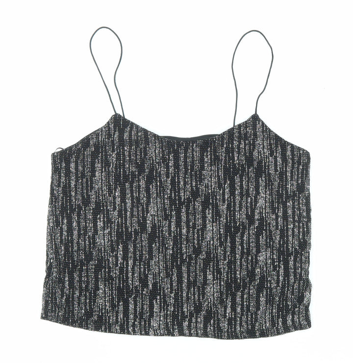 River Island Womens Black Nylon Camisole Tank Size 8 Scoop Neck