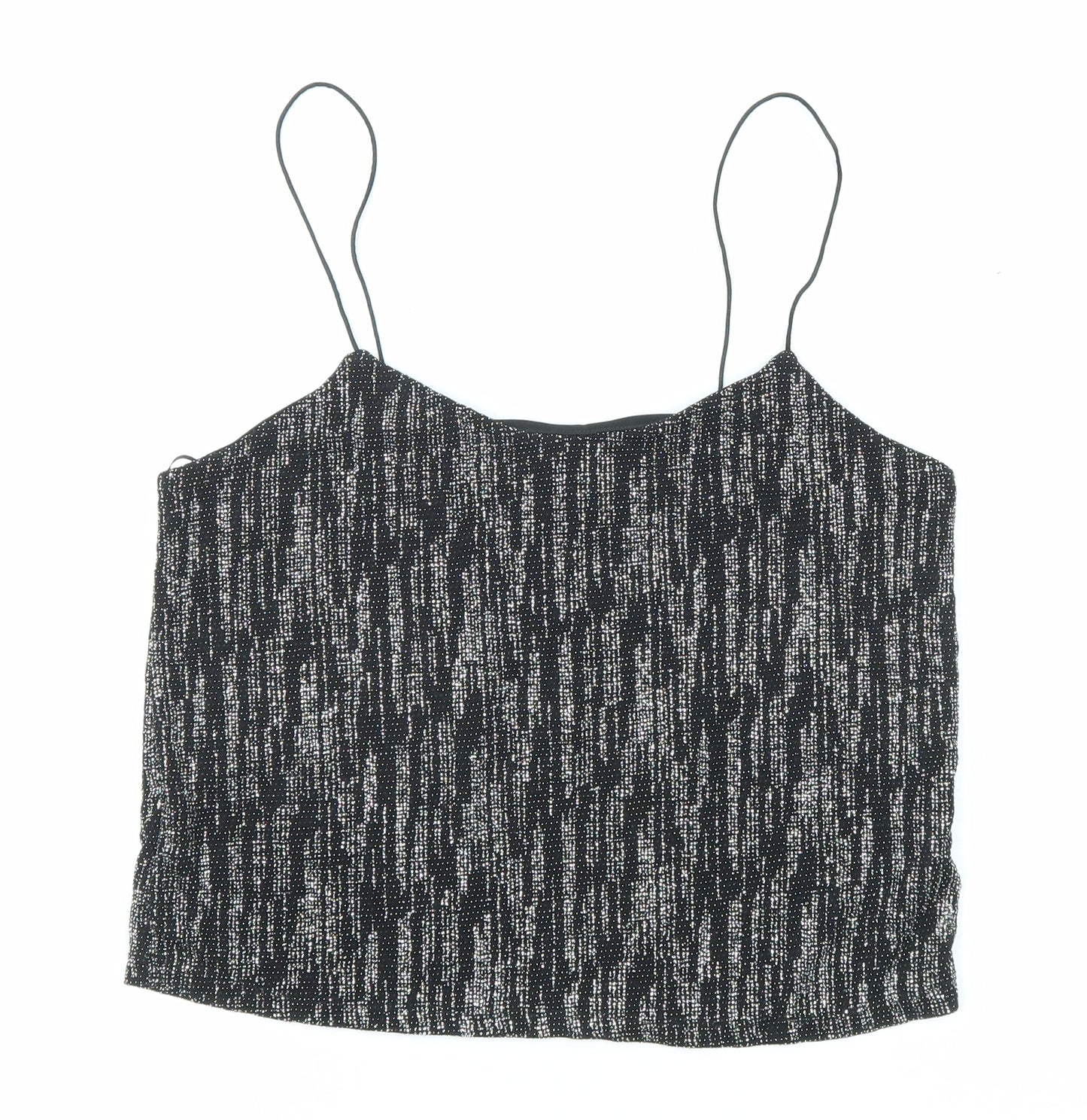 River Island Womens Black Nylon Camisole Tank Size 8 Scoop Neck