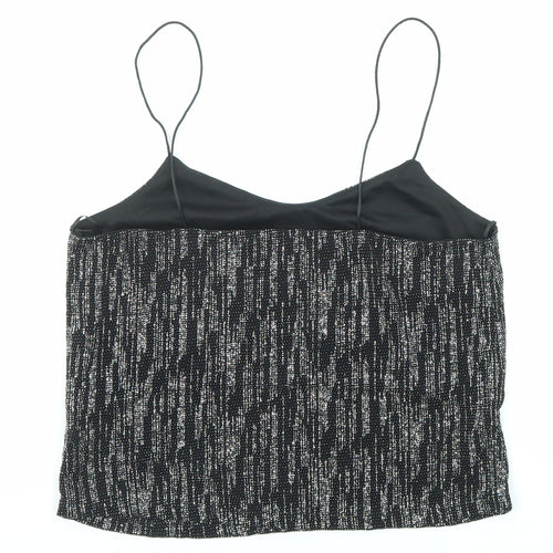 River Island Womens Black Nylon Camisole Tank Size 8 Scoop Neck