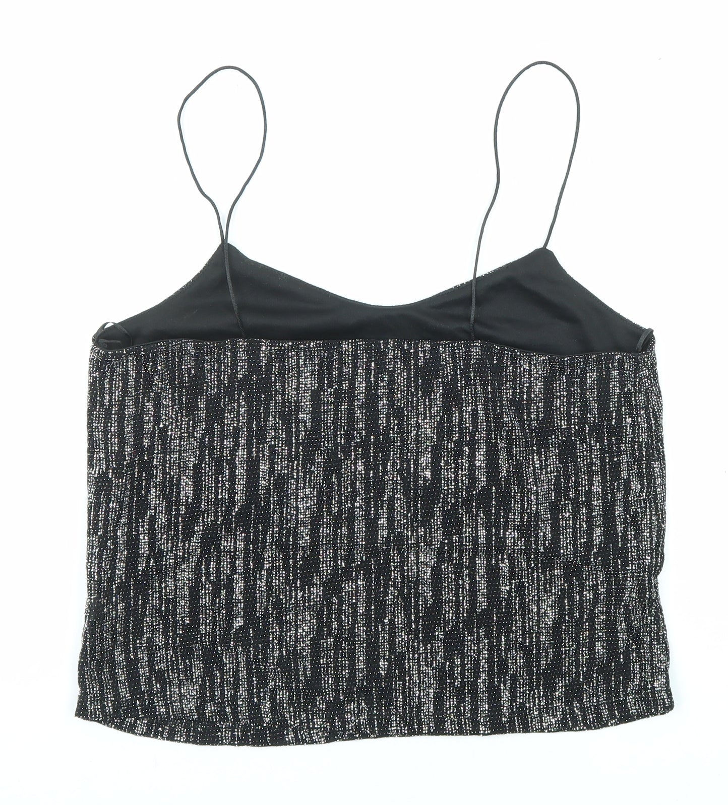 River Island Womens Black Nylon Camisole Tank Size 8 Scoop Neck