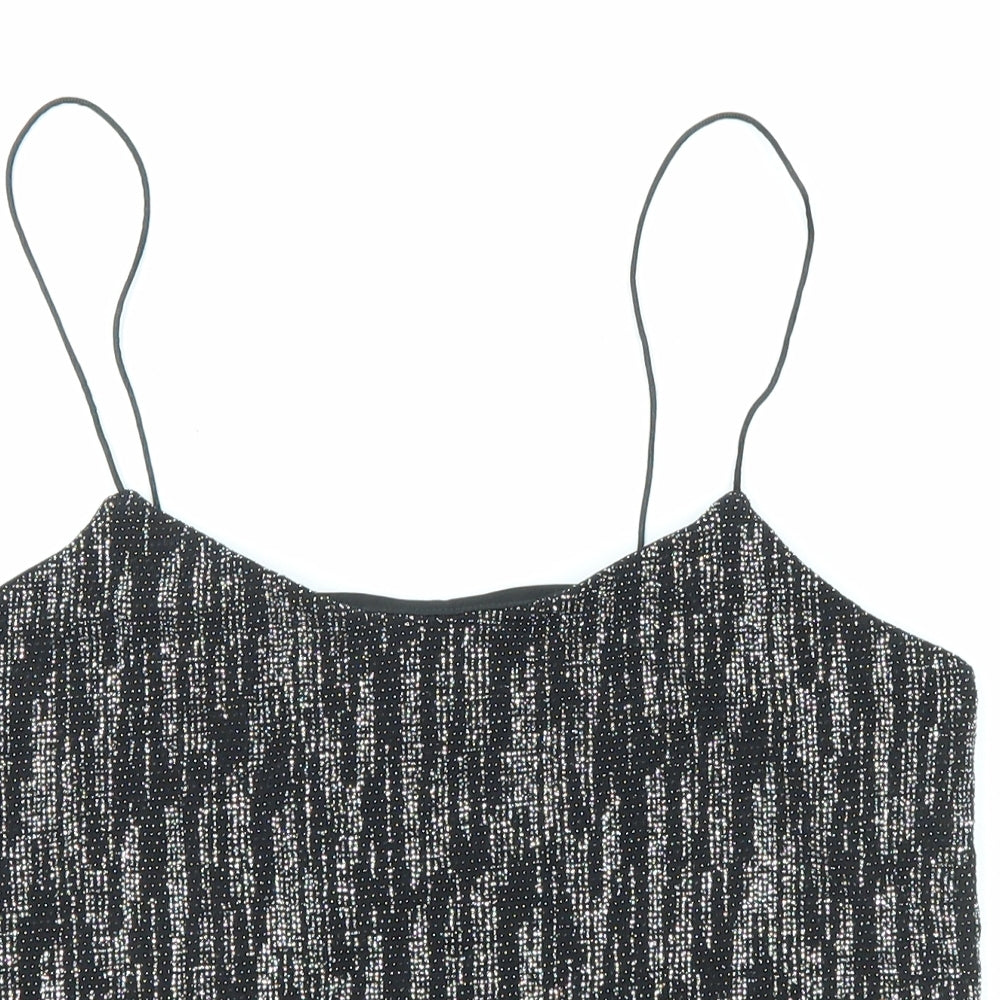 River Island Womens Black Nylon Camisole Tank Size 8 Scoop Neck