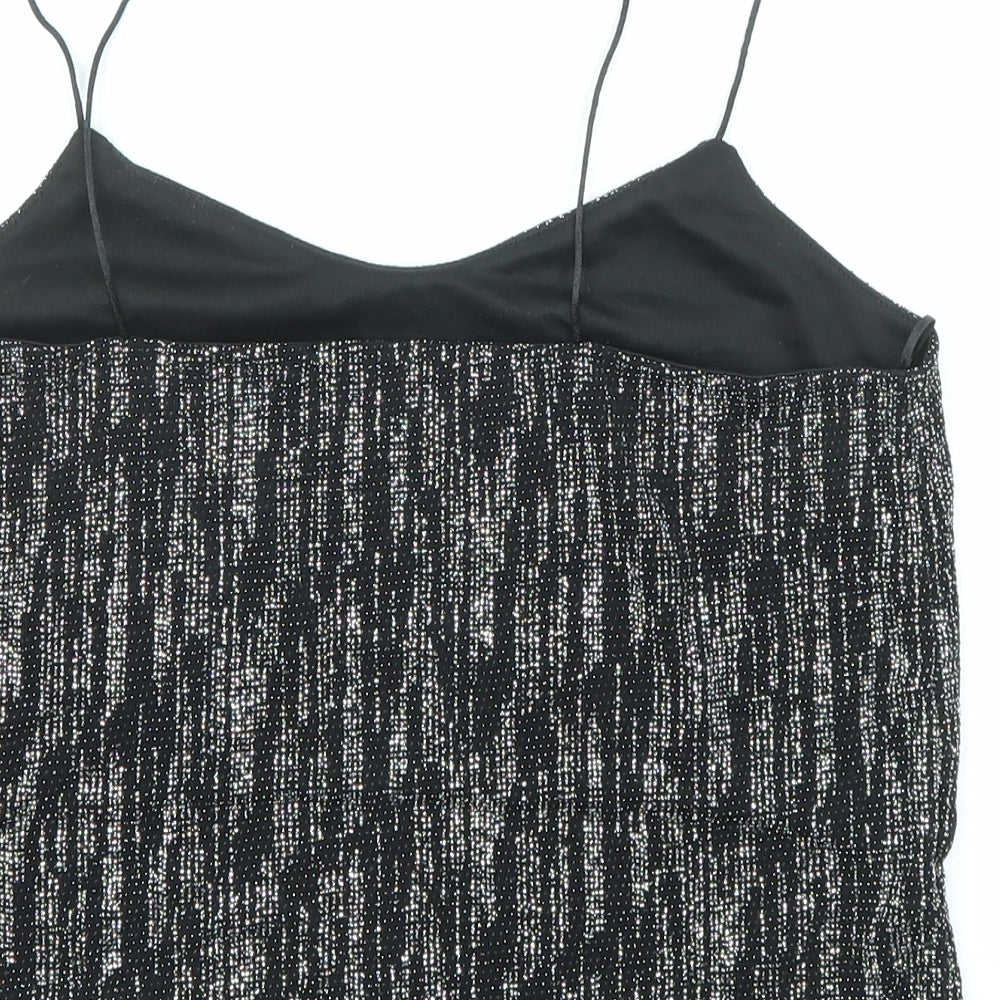 River Island Womens Black Nylon Camisole Tank Size 8 Scoop Neck