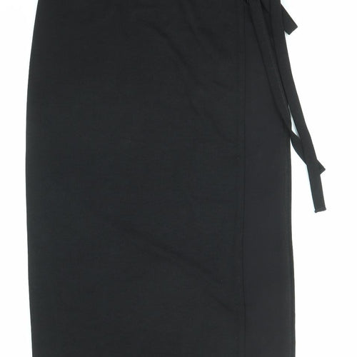 Prague Womens Black Polyester Wrap Skirt Size 14 Tie