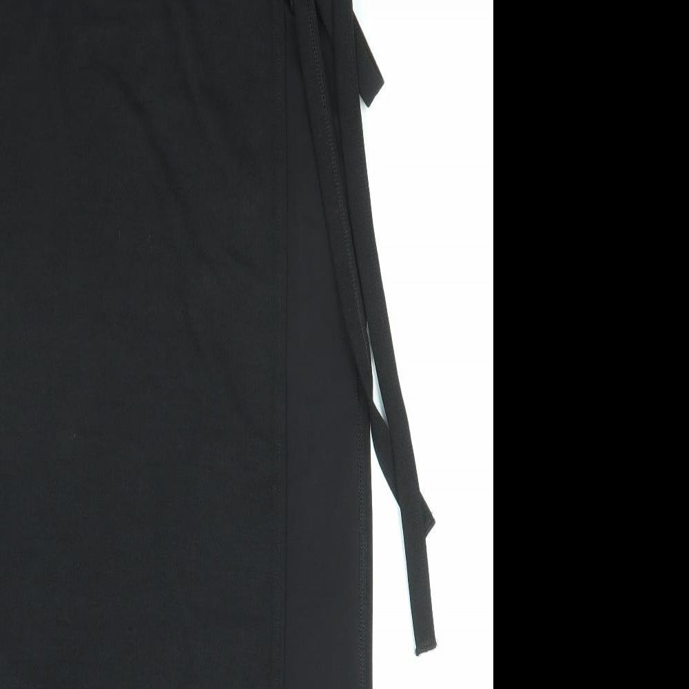 Prague Womens Black Polyester Wrap Skirt Size 14 Tie