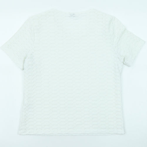 Eastex Womens White Viscose Basic T-Shirt Size 10 Round Neck - Textured