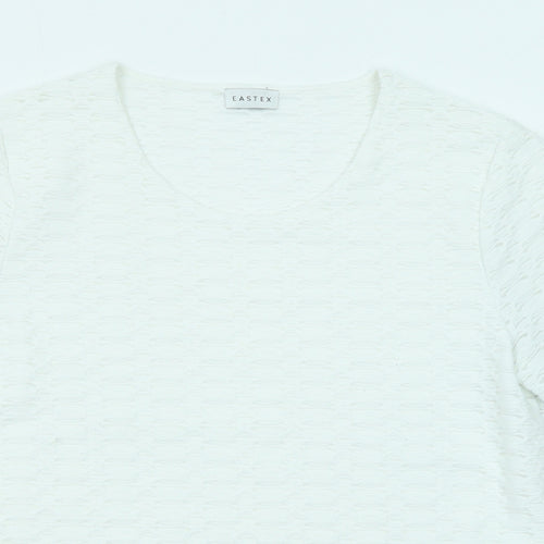 Eastex Womens White Viscose Basic T-Shirt Size 10 Round Neck - Textured