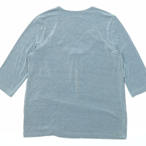 Kim & Co Womens Grey Acetate Basic Blouse Size XL V-Neck - Lace Detail
