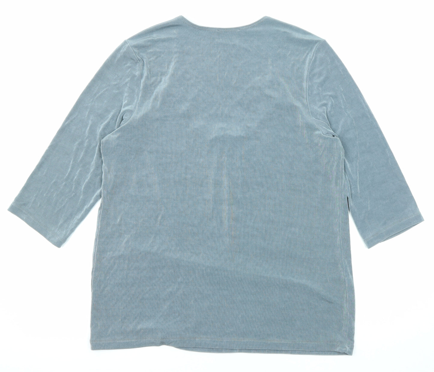 Kim & Co Womens Grey Acetate Basic Blouse Size XL V-Neck - Lace Detail
