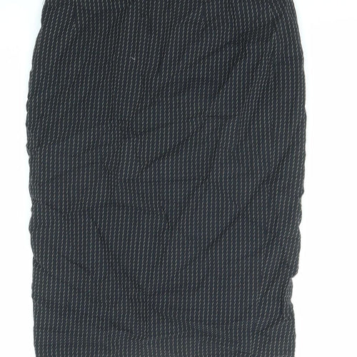Gianfranco Ruffini Womens Black Striped Viscose Straight & Pencil Skirt Size 12 Zip