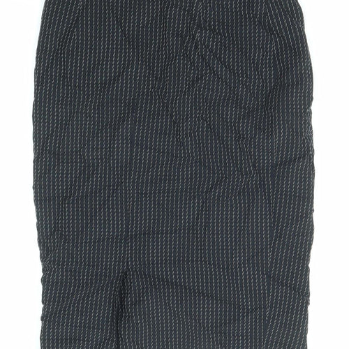 Gianfranco Ruffini Womens Black Striped Viscose Straight & Pencil Skirt Size 12 Zip