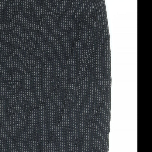 Gianfranco Ruffini Womens Black Striped Viscose Straight & Pencil Skirt Size 12 Zip