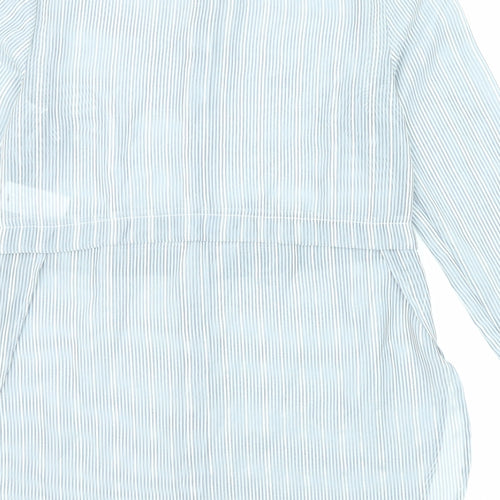 Warehouse Womens Grey Striped Polyester Tunic Button-Up Size 10 Collared