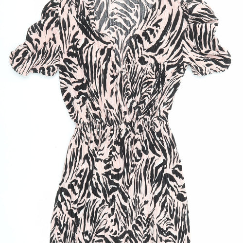 River Island Womens Pink Geometric Polyester Playsuit One-Piece Size 12 Pullover