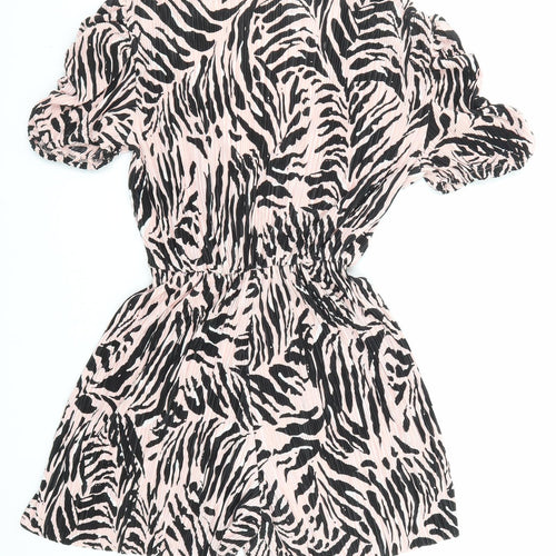 River Island Womens Pink Geometric Polyester Playsuit One-Piece Size 12 Pullover