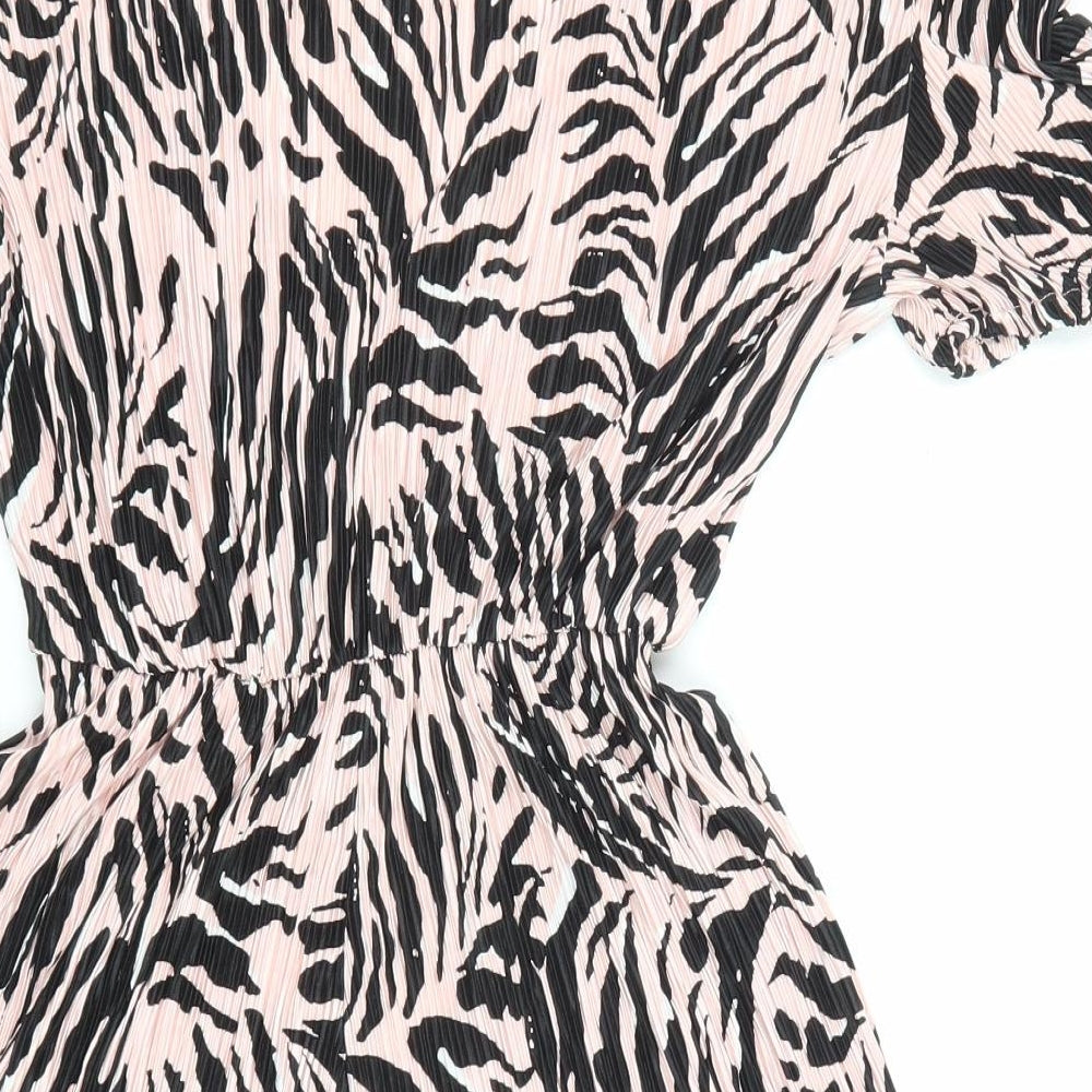 River Island Womens Pink Geometric Polyester Playsuit One-Piece Size 12 Pullover