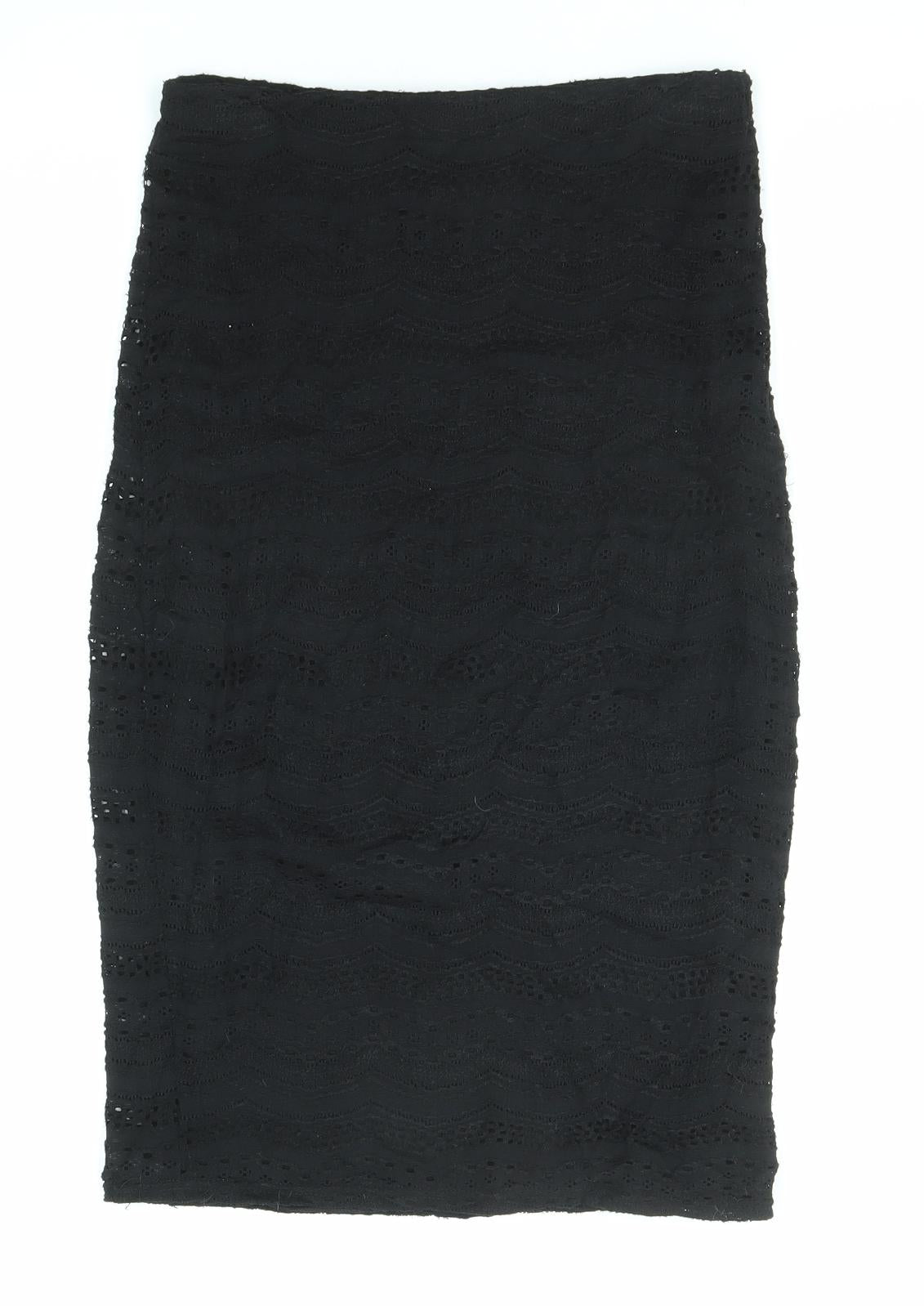 River Island Womens Black Polyester Bandage Skirt Size 8