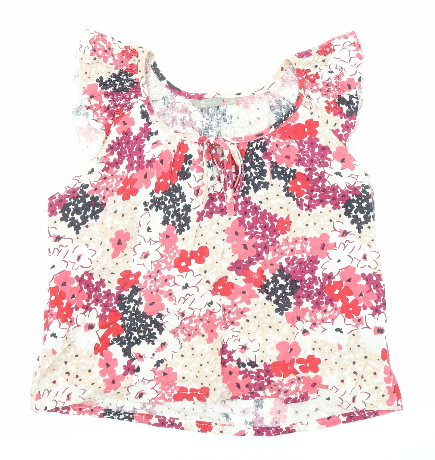 Mia Moda Womens Multicoloured Floral Viscose Basic Blouse Size 18 Boat Neck