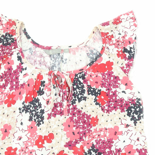 Mia Moda Womens Multicoloured Floral Viscose Basic Blouse Size 18 Boat Neck
