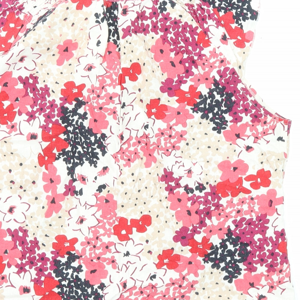 Mia Moda Womens Multicoloured Floral Viscose Basic Blouse Size 18 Boat Neck