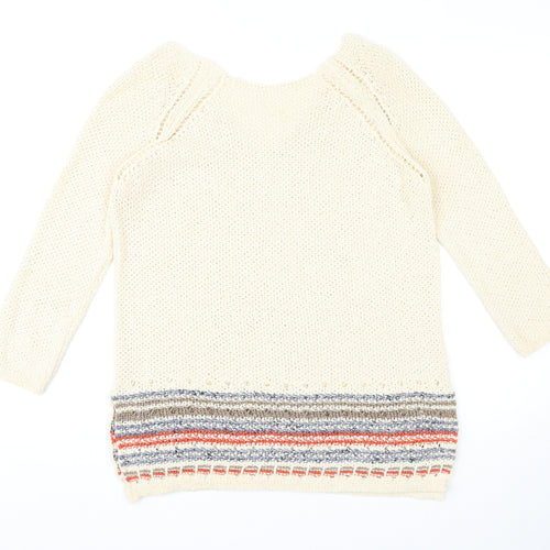 NEXT Womens Ivory V-Neck Cotton Pullover Jumper Size 10