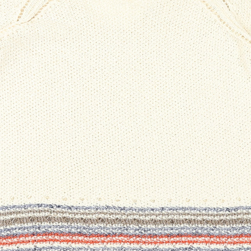 NEXT Womens Ivory V-Neck Cotton Pullover Jumper Size 10