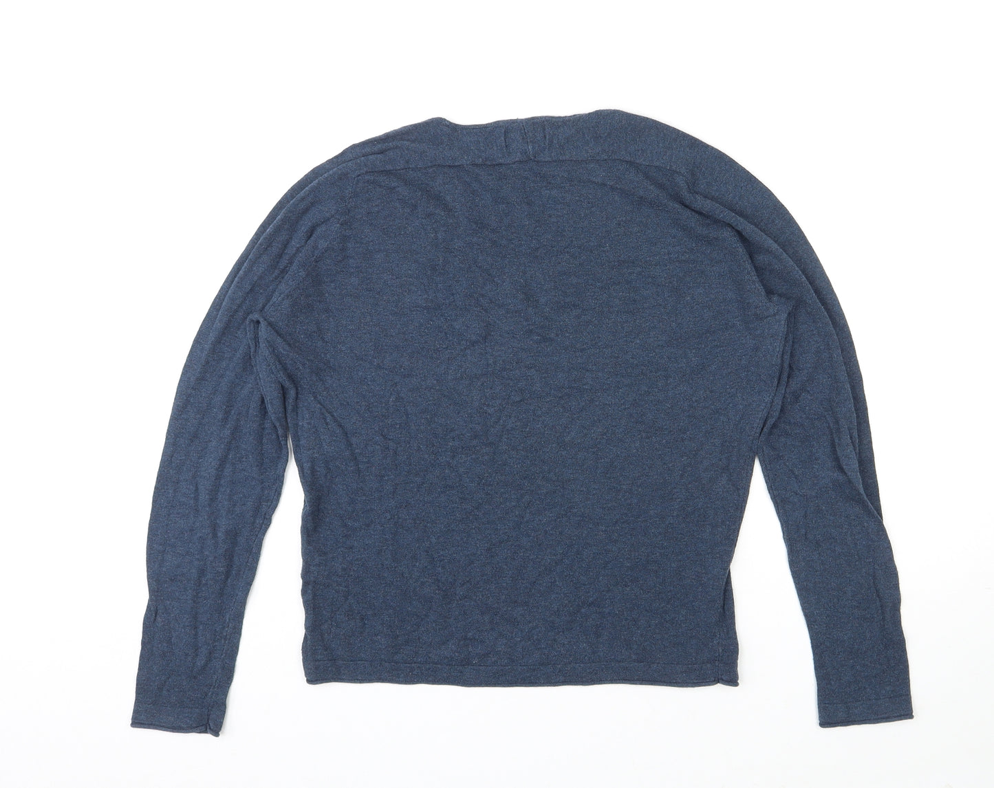 Zara Mens Blue Round Neck Cotton Pullover Jumper Size S Long Sleeve